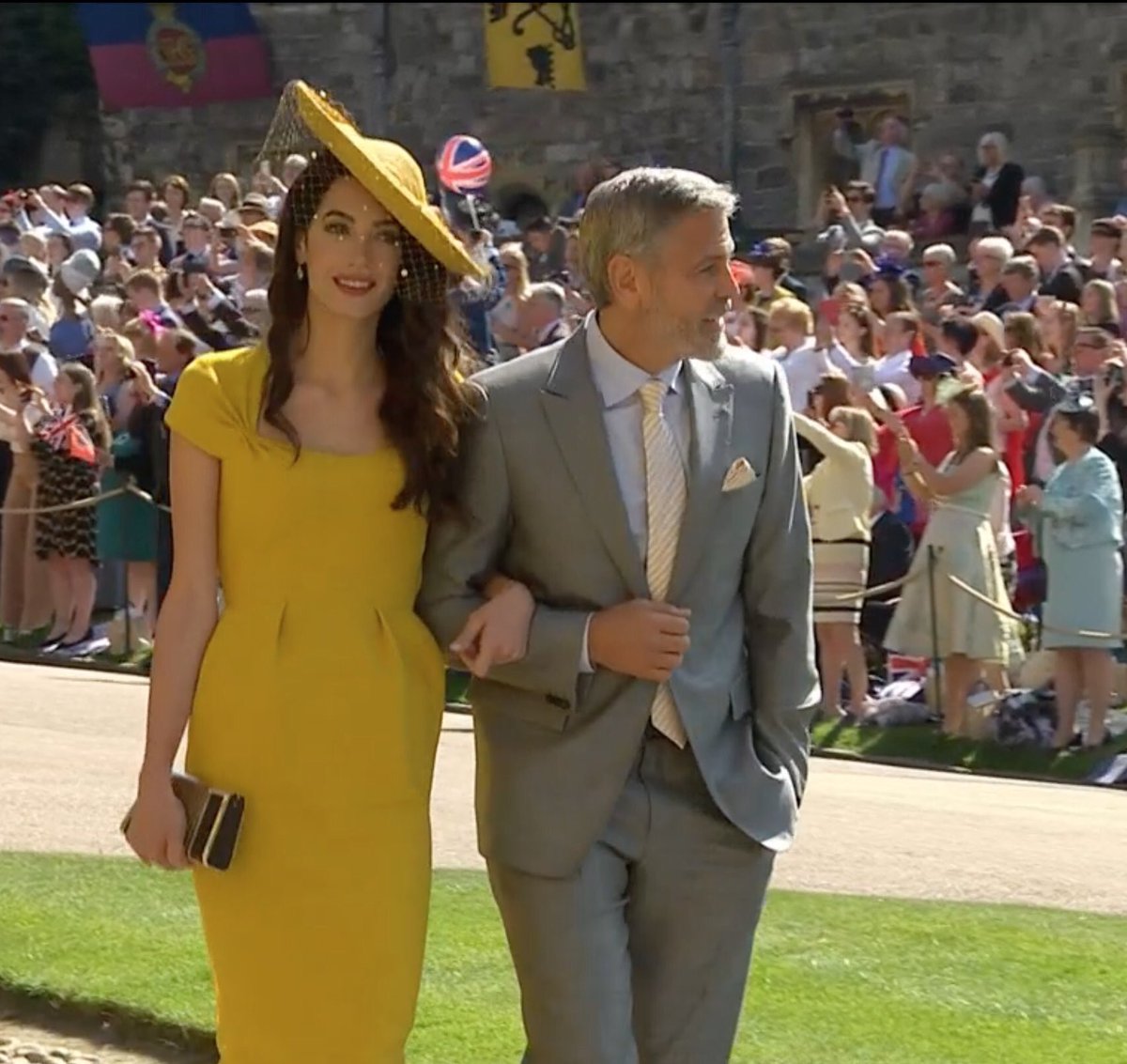 Sheryn79's tweet image. Amal Clooney looks like an absolute ray of sunshine #BestDressed #RoyalWedding2018