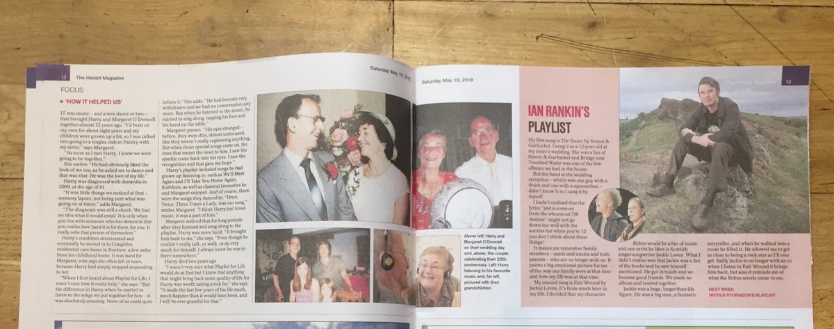 Fantastic feature on @PlaylistForLife in today’s <a href="/heraldscotland/">The Herald</a> including an interview with <a href="/sallymag1/">Sally Magnusson</a> and <a href="/Beathhigh/">Ian Rankin</a> ‘s own playlist.