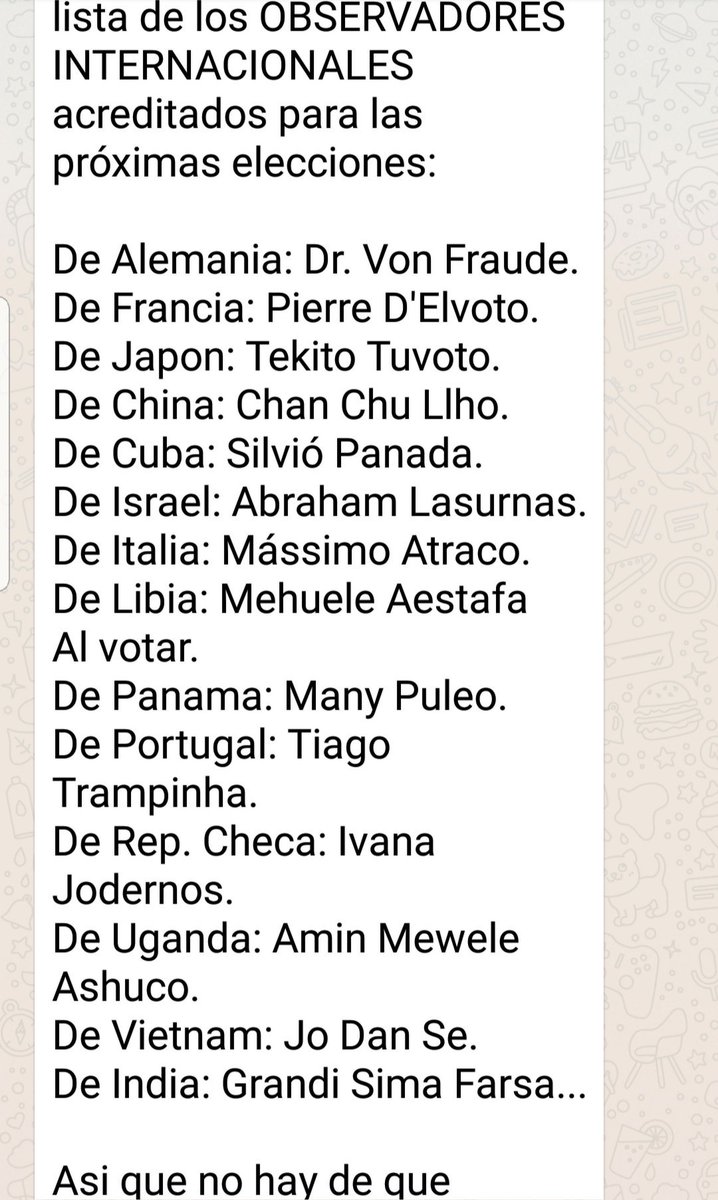 JCTapiaLMB's tweet photo. No tenemos que preocuparnos para las próximas elecciones. Miren los observadores internacionales que vienen. https://t.co/BhYqc9cpVJ