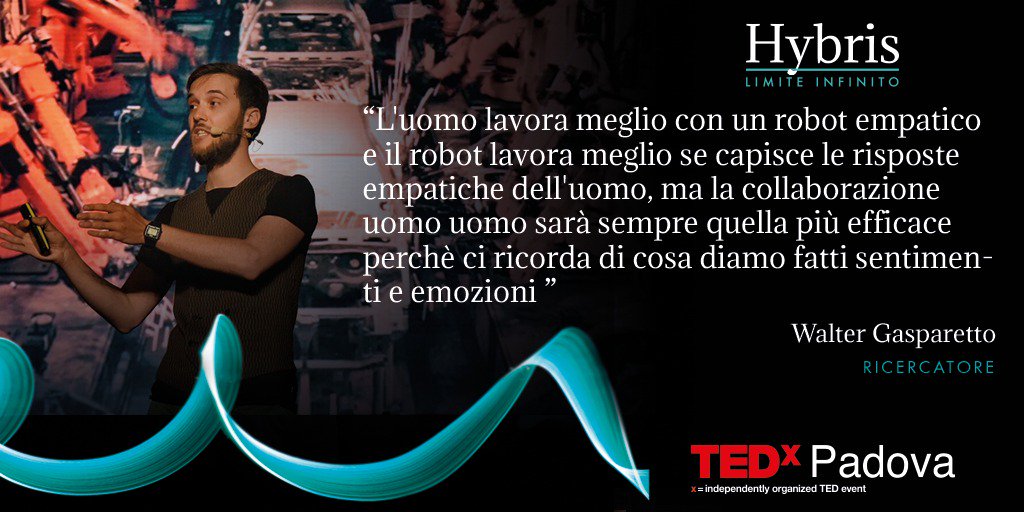 TEDxPadova's tweet photo. #19maggio #TEDxPadova  #WalterGasparetto #ricercatore #robot https://t.co/9qKAFQwrnl