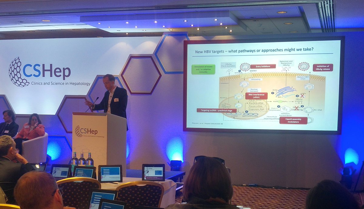 connect2cme's tweet image. Jörg Petersen presents data on promising novel therapies (CAMs/RNAi etc) and biomarkers in #HBV. Plenty to discuss ahead of WHO 2030 elimination targets #CShep