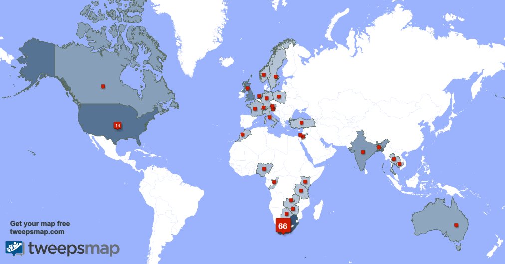 I have 6 new followers from South Africa, and more last week. See tweepsmap.com/!power4uza
