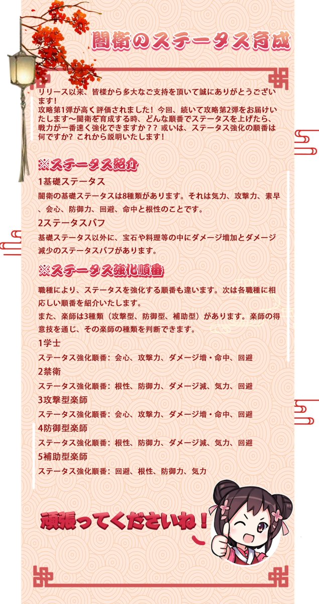 宮廷女官 公式 先日にアップした攻略第1弾が大人気 そこで今回 闇衛のステータスの強化について 宮廷女官第2弾攻略 をお届けいたします 闇衛のステータスを強化することで 最強の悪女になれますよ