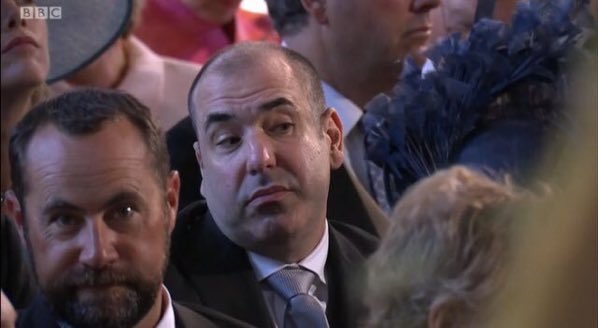 AdamHayward's tweet photo. @RickHoffman_ when you have to cancel your mudding appointment to be at a royal wedding https://t.co/TedkaiVMu4