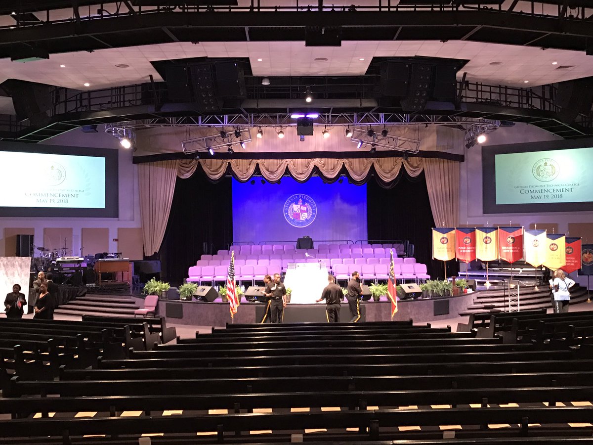 GoGPTC's tweet photo. Georgia Piedmont Tech is almost ready to start Commencement 2018! Can't make it or didn't get a ticket? No problem! Livestream the event at 9AM: https://t.co/RmRd5gDi5C https://t.co/N6zbsFAY7r