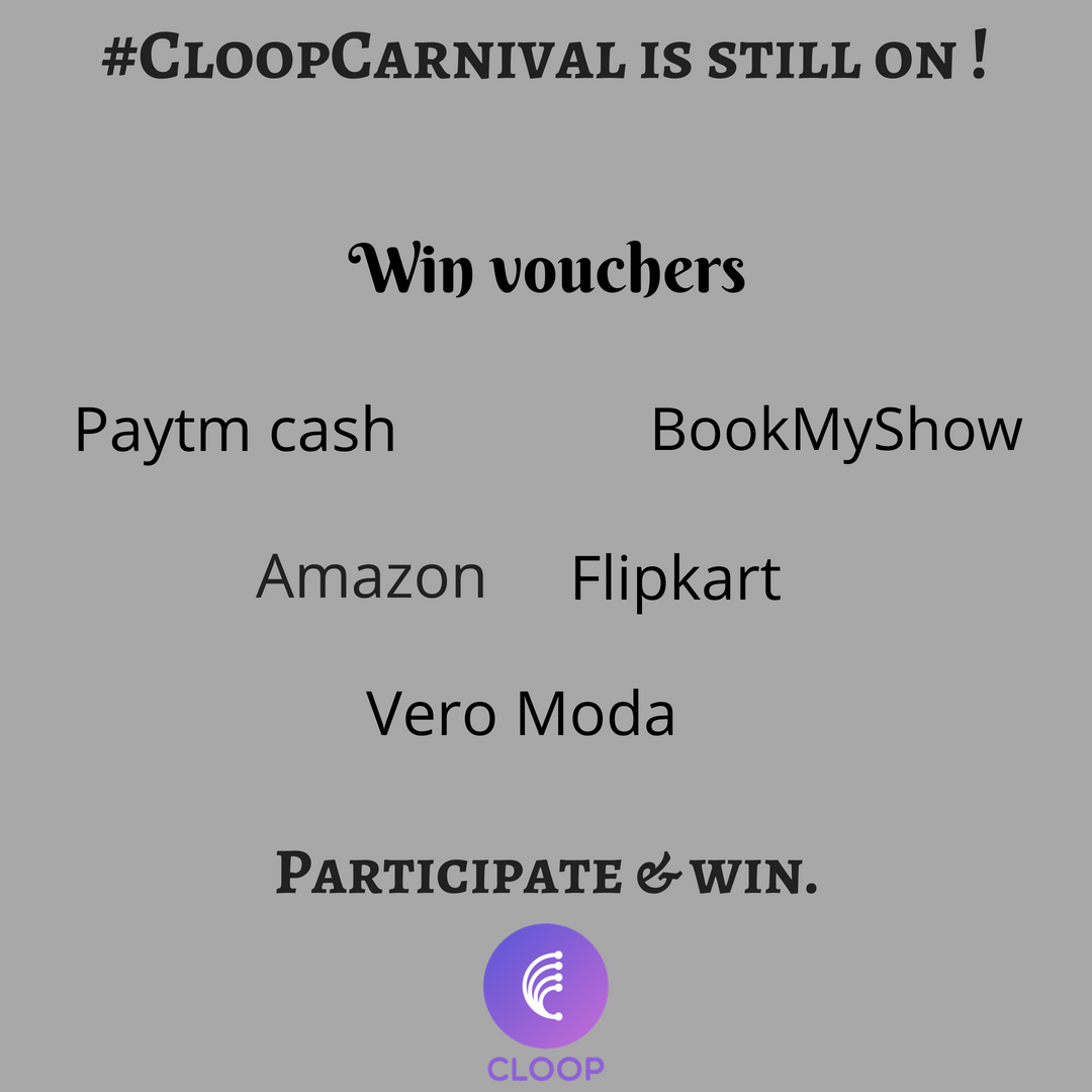 Cloopapp's tweet image. Cloop Carnival is still on. Participate now &amp;amp; win amazing gift vouchers. Just click on bit.do/CloopContests &amp;amp; post pics in fun contests under Food, Fashion, Travel &amp;amp; Masti. #CloopCarnival #CloopContests