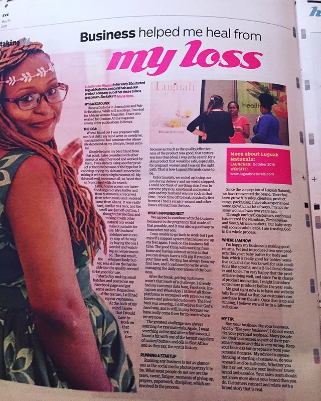 Story of how @luguahnaturals began on today’s @evewomankenya pull-out on the Standard Newspaper with our founder, @lulumbugua. Get a copy 🤗
#LuguahNaturals #LuguahNaturalsStory #NaturalBodyCare #NaturalHairCare #MadeInKenya ift.tt/2kb1rwe