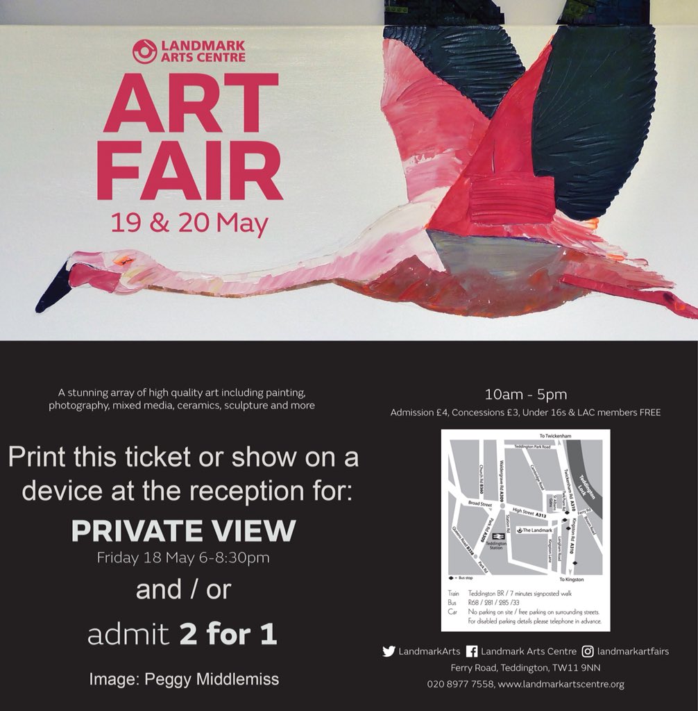 I’m at the Landmark Art Fair #Teddington this weekend. Show this image at the door for 2for1 entry. Open today &amp; tomorrow 10-5