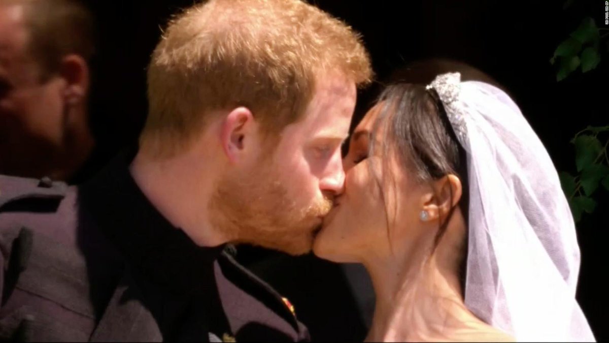 cnnbrk's tweet photo. Prince Harry and Meghan, Duchess of Sussex, have shared their first kiss as a married couple, after a #royalwedding full of firsts for Britain's royal family https://t.co/E9OBDJFGGX https://t.co/HVj1xdhf7q