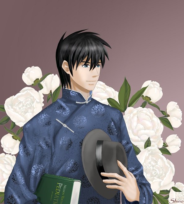 しの Of エゴらく 花シリーズ 中国服の医学生 野分 白い芍薬の花言葉は 幸せな結婚 そして英語名peonyは ギリシャ神話の医術の神様の名前から来ているそうです 医学を志すこの人にぴったりなお花かも 純情エゴイスト T Co