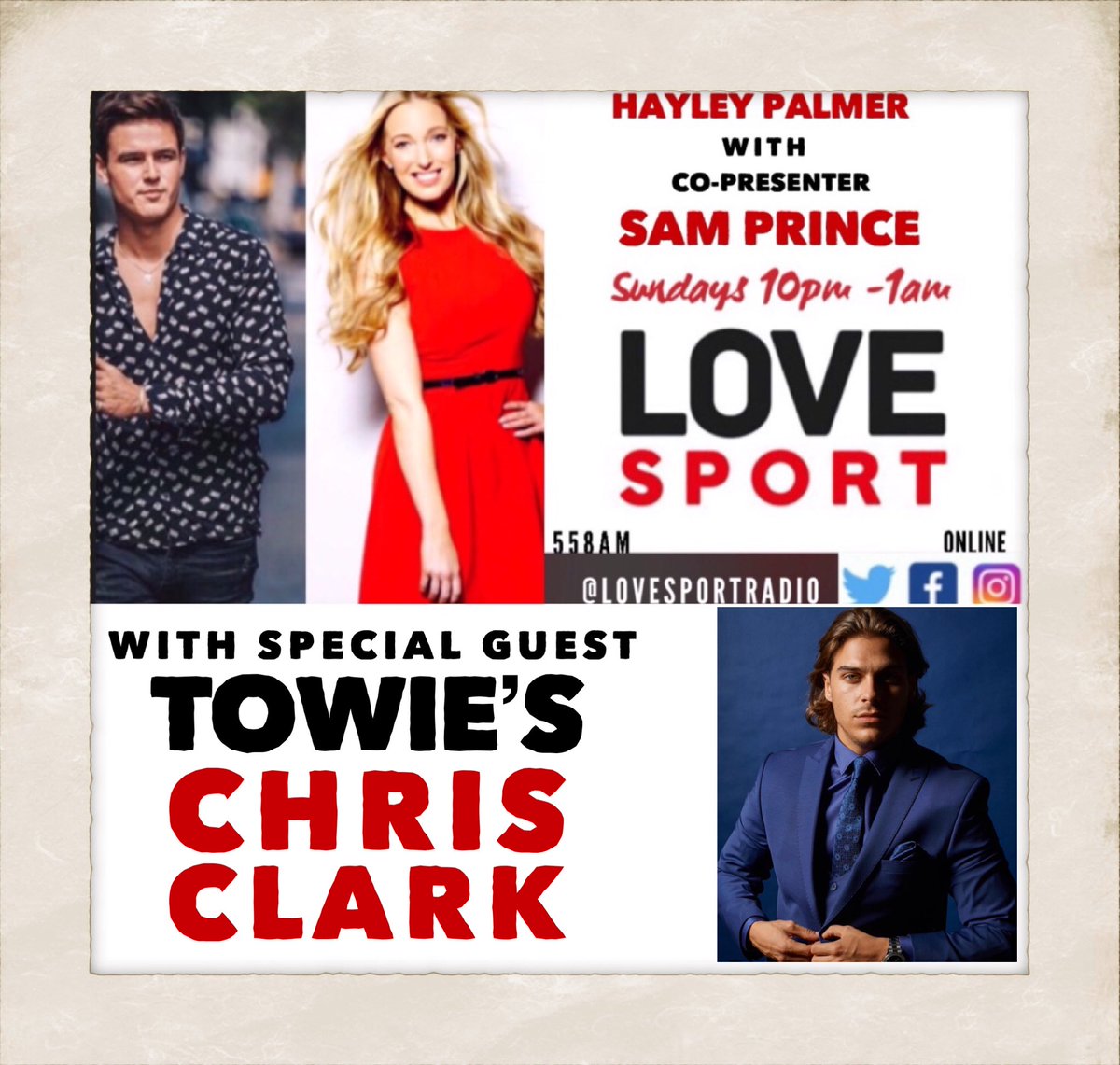 presenterhayley's tweet image. Tune into @lovesportradio tomorrow night at 10pm,  @SamPrince_uk and I will be joined by TOWIE’S @ChrisJClark_ 

📞 0208 70 20 558

Listen at bit.ly/LOVESPORT
#lovesportradio #theonlywayisessex #towie #madeinchelsea #radio