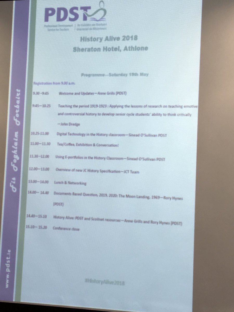 PDST_History's tweet photo. Huge shout out to the dedicated History teachers who attended the #HistoryAlive2018 conference to further develop their craft. The @PDST_History team greatly appreciated your engagement today. Míle buíochas go leir! 
@PDST_Ireland @tangoanne @osullims @LCounihan @AliasRoryH https://t.co/NpaS4dkWbn