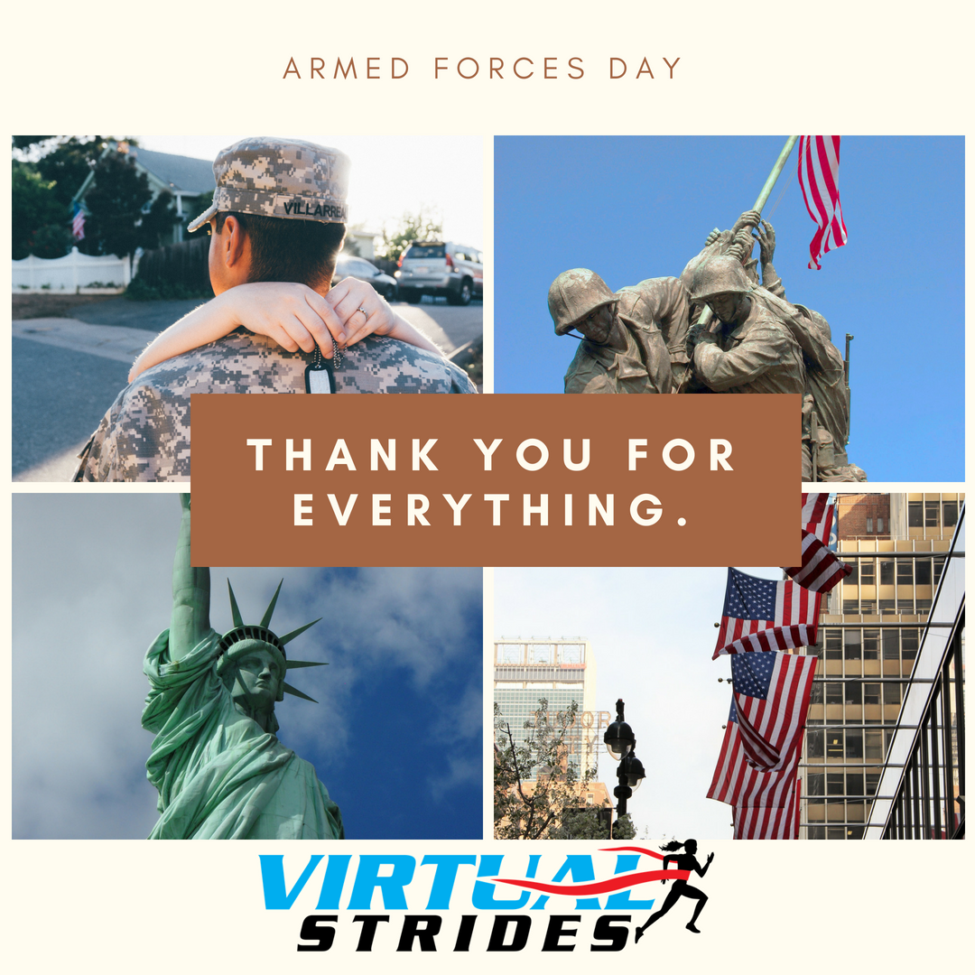 VirtualStrides's tweet image. #VirtualStrides just wants to send a warm and heartfelt thank you to all of our active duty and retired military friends and the families that support them ❤️

#armedforcesday #thankyou #wesupportyou #american #usa #usastrong #brave #patriotsnation #usarmedforces #wesaluteyou
