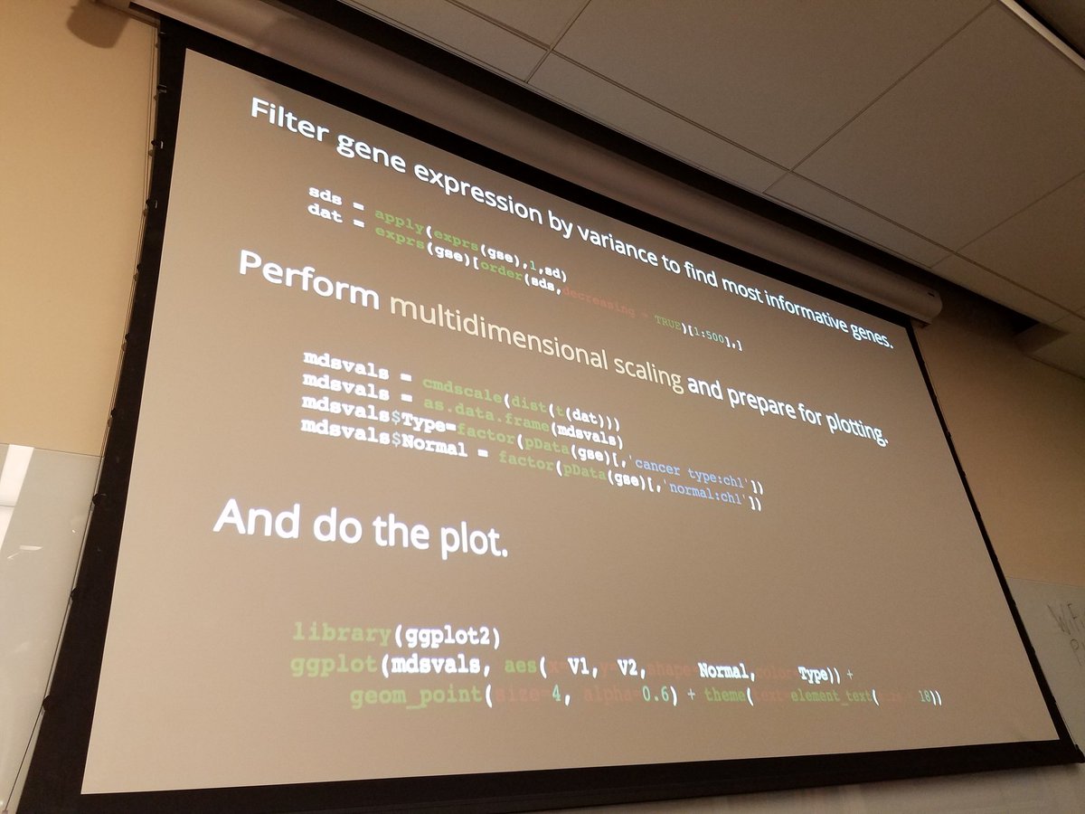 DCGenomics's tweet photo. @seandavis12 streaming data from @NCBI GEO into a PCA plot! #rcchack https://t.co/eCkvgUf9Ti