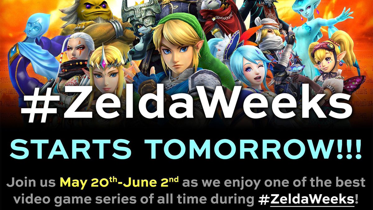 nintencollect's tweet photo. This is it... #ZeldaWeeks starts TOMORROW!!!

Get ready to post ALL those #Zelda photos and tweets you've been saving and join us from May 20th - June 2nd as we enjoy one of our favorite game series EVER!

#RT to let Twitter know #ZeldaWeeks starts tomorrow morning!!! https://t.co/ASmXrr7wTv