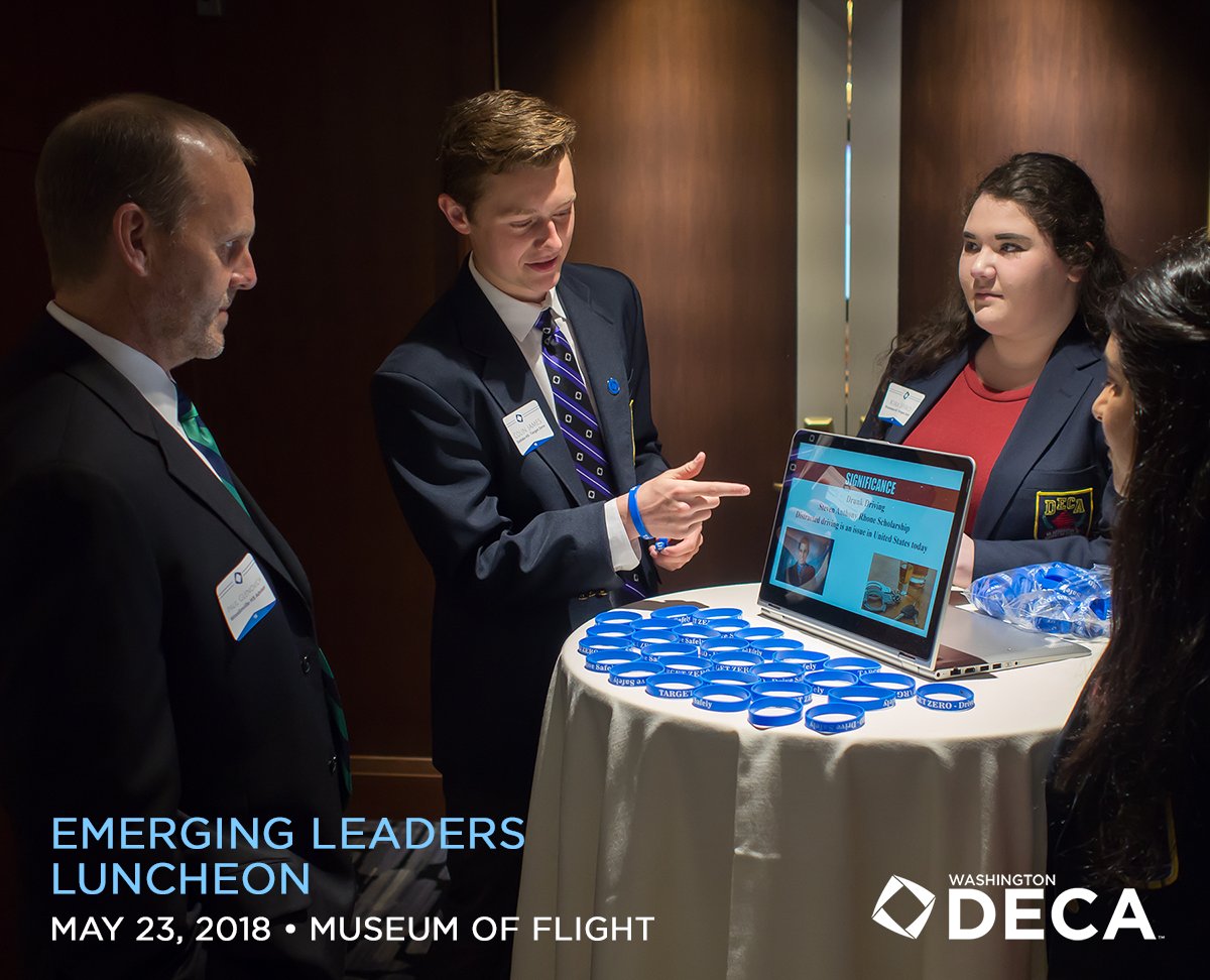 DECA_Washington's tweet photo. Most leaders want to make a difference in their communities, but don’t know where to start. 

Washington DECA's Annual Luncheon is THE place to learn how to make a lasting impact on the leaders of tomorrow. Kickstart your leadership legacy on May 23rd!  https://t.co/DwuNvoaOB0 https://t.co/shsjamwx6z