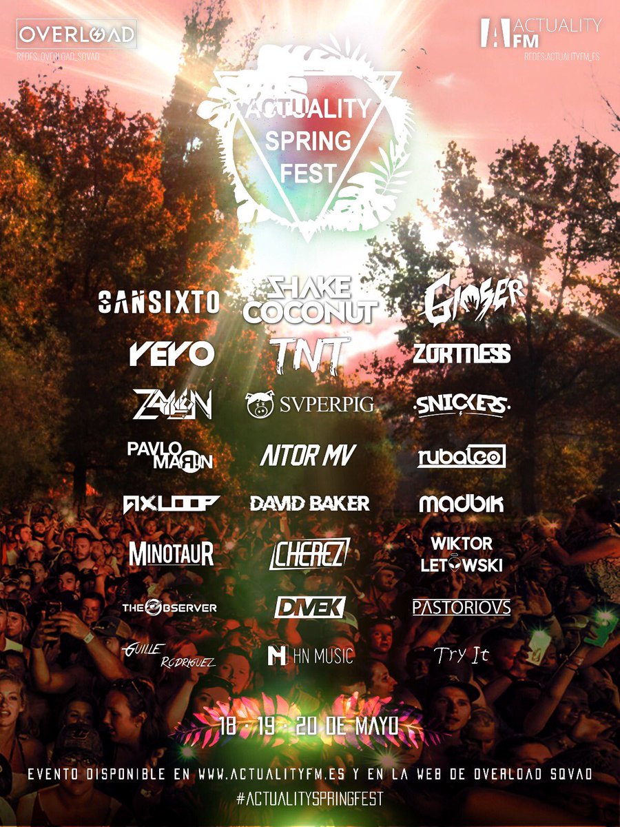 ShakeCoconutDjs's tweet photo. Media hora y empieza la 2da jornada del #ActualitySpringFest de @ActualityFM_es 

Nuestro set, a las 21h.

#RoyoShake https://t.co/ePyhfEU7rO