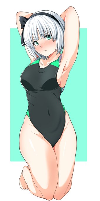 深夜のノリで描いた競泳水着妖夢 