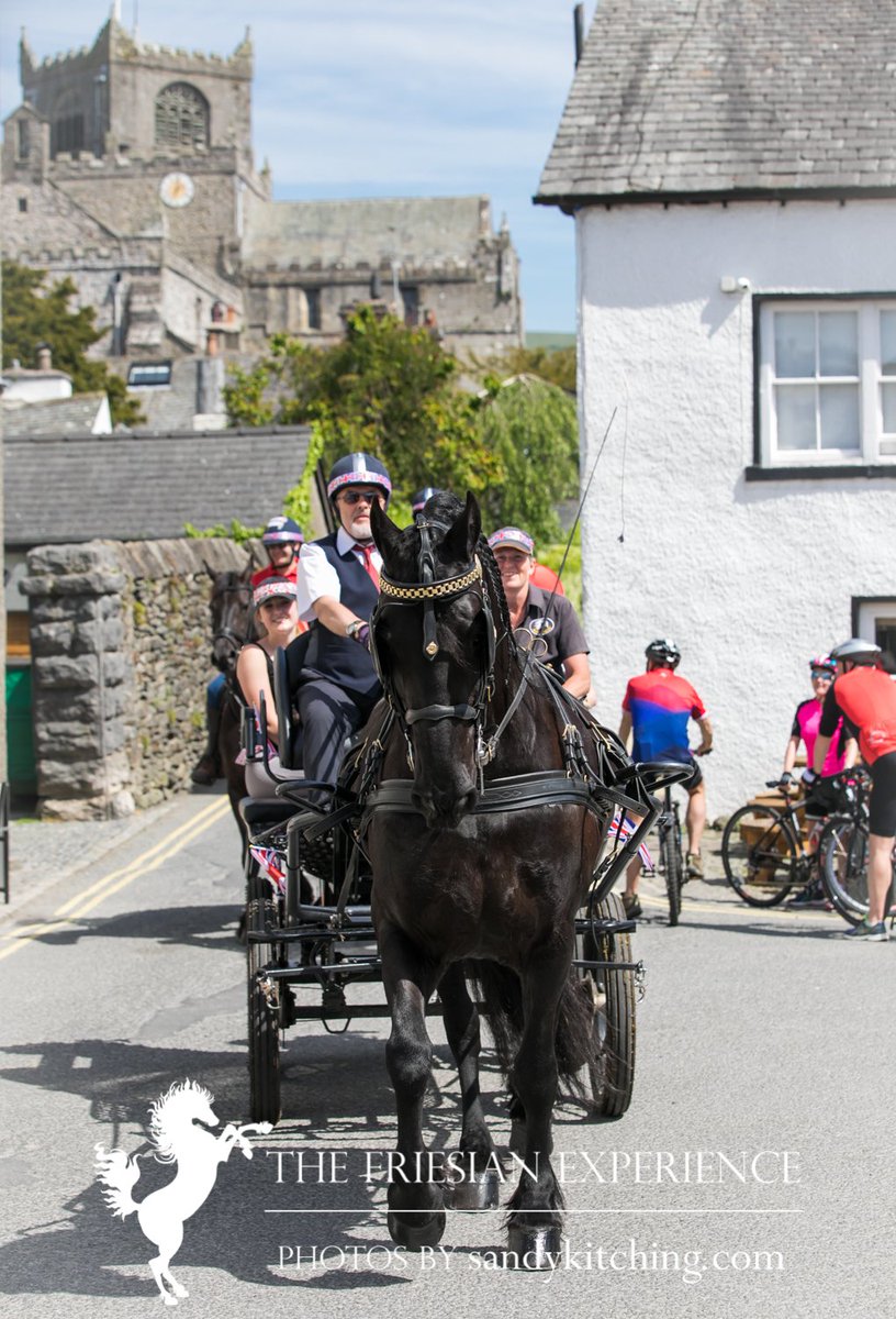 sandykitching's tweet photo. Cartmel celebrates #RoyalWedding #RoyalWedding2018 with The Friesian Experience @BlackHorses https://t.co/h7MTcvGLIW