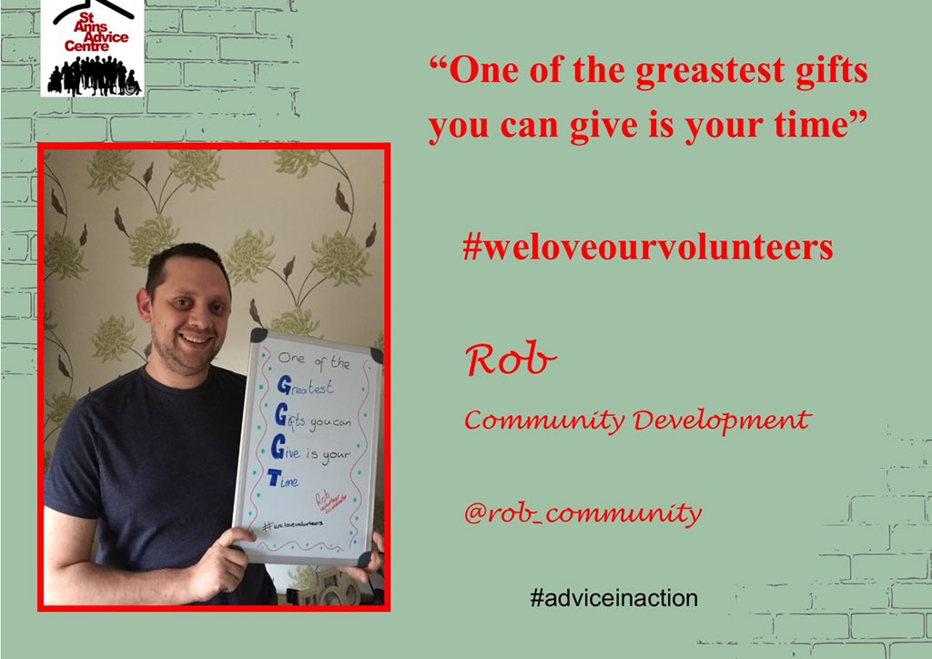 Week 8 of #adviceinaction  we are with <a href="/Rob_community/">Rob Bird</a> this week who@is based downstairs in <a href="/thechasenc/">ChaseNC</a>. Rob also manages our volunteer programme at the centre.
