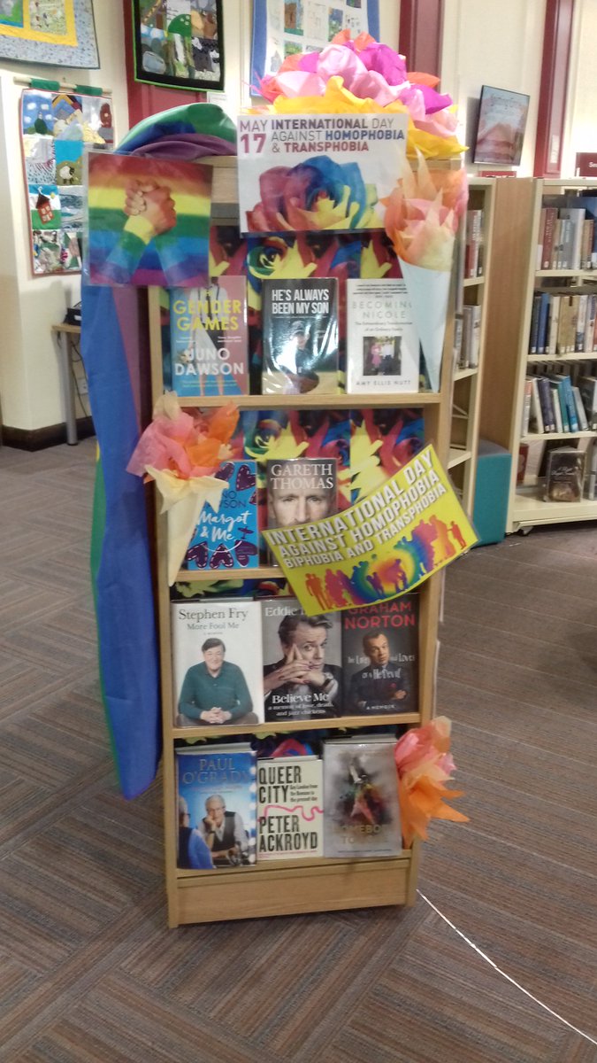 some more pics of friends supporting our fly the flag campaign raising awareness of &amp; challenging #Homophobia #IDAHOBIT2018 
<a href="/Brathay/">Brathay Trust</a> <a href="/ProjectJohnLtd/">Project John Ltd</a> 
&amp; Barrow library's excellent LGBT book display by Cath <a href="/CumbriaArchives/">Cumbria Archives</a> <a href="/Cumblibraries/">Cumbria Libraries</a>
