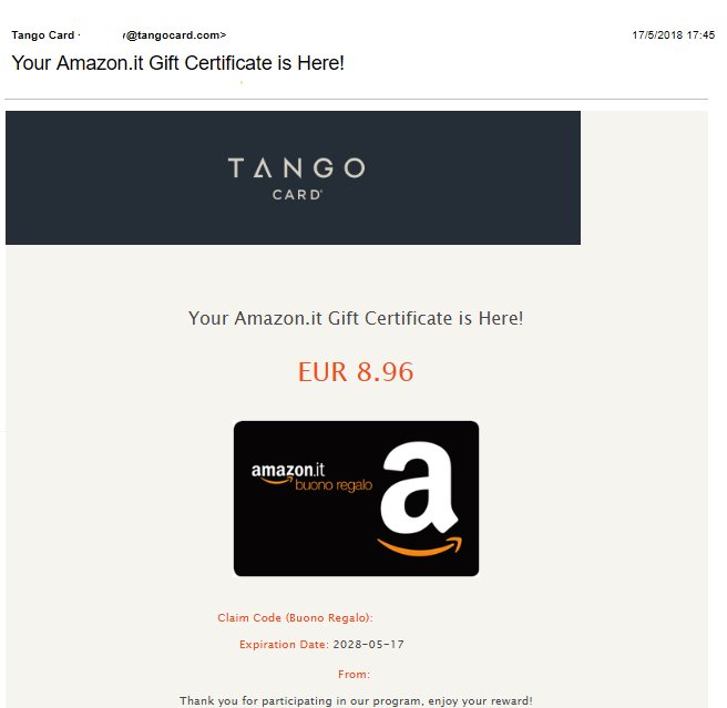 Guadagnamonline's tweet photo. Appena arrivato un altro pagamento da 8,96 € in buono #amazon richiesto tramite l'opzione #tangocard
https://t.co/9euq55yw9g
#Guadagnareconinternet #guadagnareonline #guadagnareinrete #giftcard
#clixsense #lavoraredacasa #lavorareonline #sondaggi #zalando #mastercard
#visa https://t.co/ywqV7CPrwS