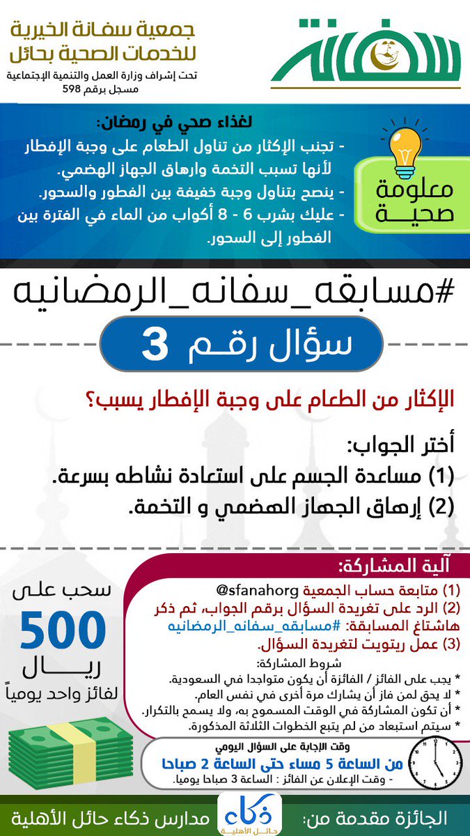 SfanahOrg's tweet photo. 🔵 سؤال رقم 3
⁧#مسابقه_سفانه_الرمضانيه⁩
جائزة السؤال 500 ريال مقدمة من : مدارس ذكاء حائل الأهلية
⁦@HailThaka https://t.co/DNxnYWX8hm