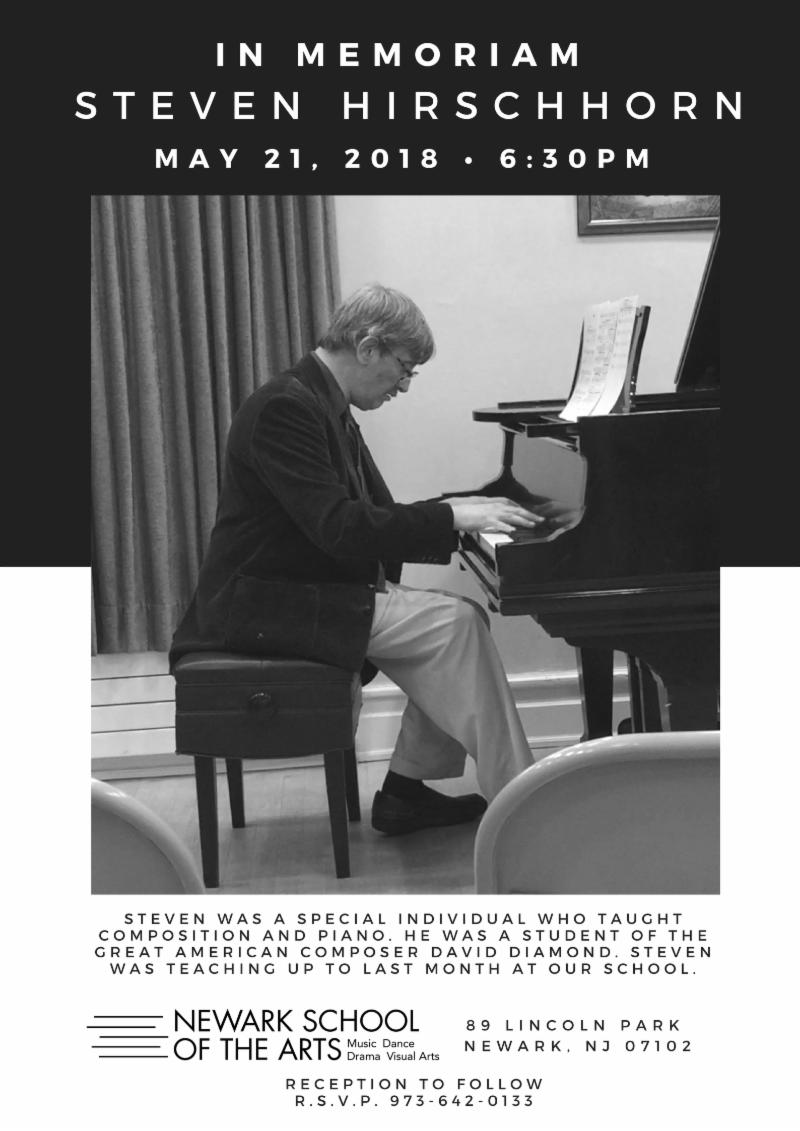 nwkarts's tweet photo. Remembering Steven Hirschhorn @newarkarts @npsvoices #piano #pianoteacher #composition #pianolessonsnj https://t.co/7NfybkIsZX https://t.co/hl15JyQj2d