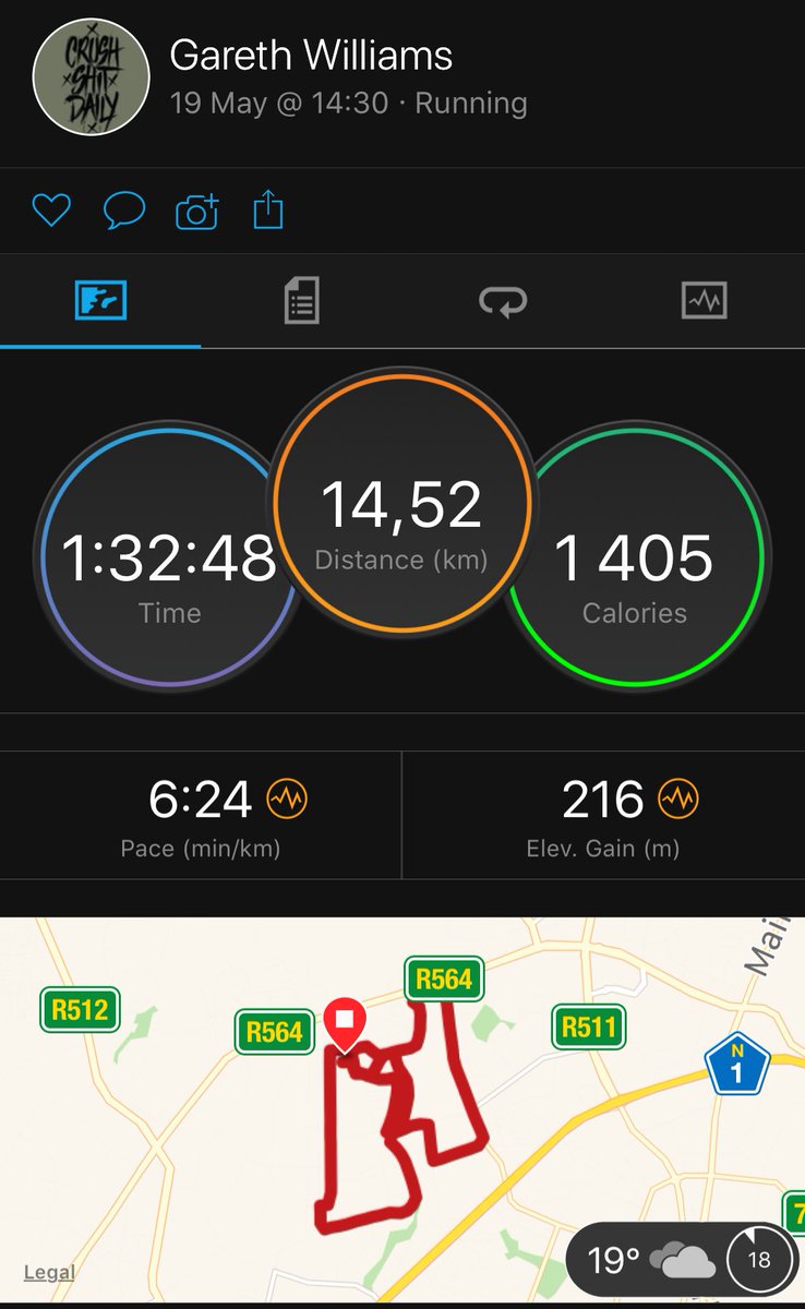 roadtochange1's tweet photo. Awesome run today. One of my better times... getting there slowly. https://t.co/EkHeH6F4Tw