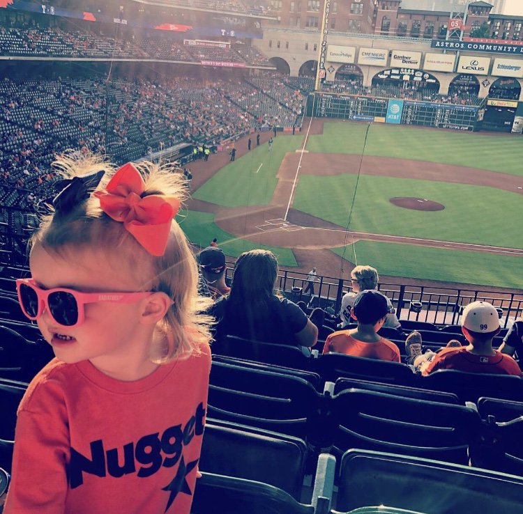 WeRunGame's tweet photo. Saturdays are For The Kids. This little Nugget went to her first @astros game last night! @cathyesanchez11 #Nugget #RaisingAFan #AstrosBaseball #KidsRunGame https://t.co/GZZxXGStYC