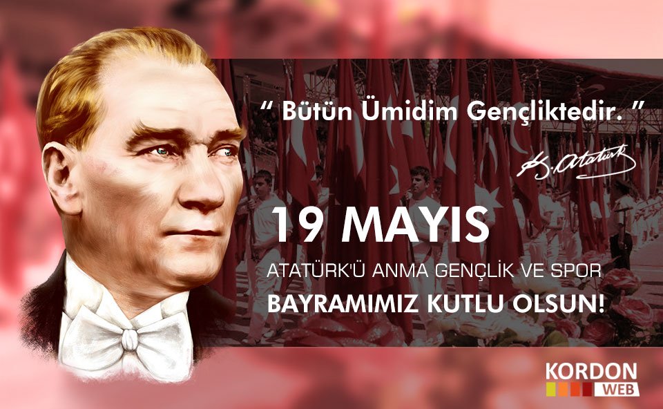 kordonweb's tweet photo. Atatürk’ü Anma Gençlik ve Spor Bayramı’mız kutlu olsun! #19Mayis1919 #kordonweb https://t.co/o9ZEM0PqBE