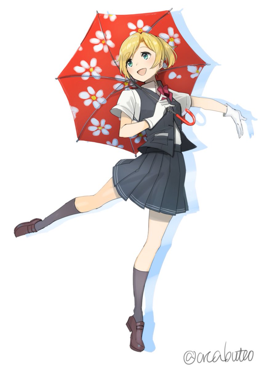 maikaze (kancolle) 1girl solo blonde hair gloves vest skirt umbrella  illustration images