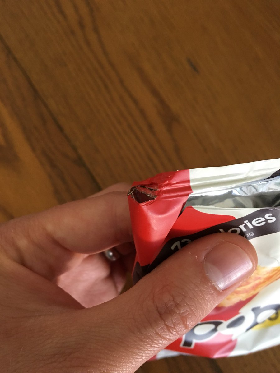 GoDanP's tweet image. Opened what I thought was a delicious fresh packet of Popchips to find that they were stale with a hole in the packet! Not happy @popchipsUK