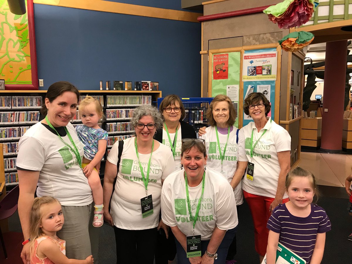VikingSpec's tweet photo. GCS Librarians working the Chidren’s Room this morning at Greensboro Bound Literary Festival @technerdgeek @scontrerasGCS @ScupBooks #GreensboroBound #GCSLMSproud #GCSchools #GASL https://t.co/AIIWVwheOa