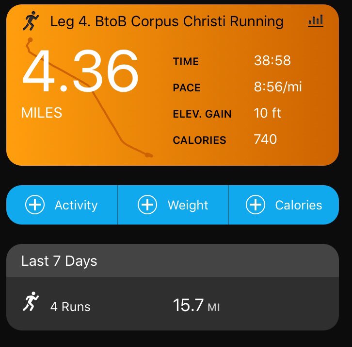 Horatio757's tweet photo. Ran #BeachtoBay2018 this morning. Leg 4 was tough, but I finished it💪🏾 #Runhappy #run #Corpus https://t.co/IaaxjsOfrO