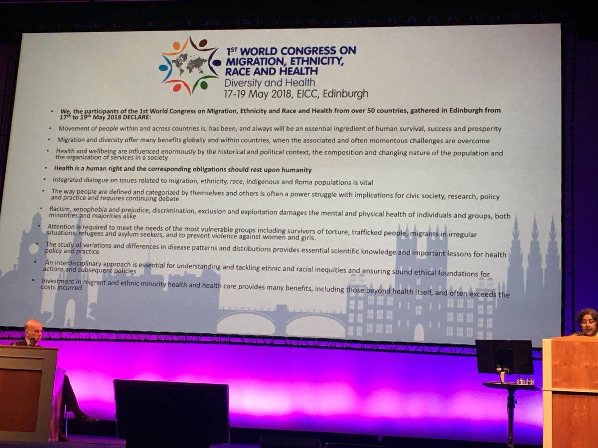 Bernadette Kumar presents the Edinburgh Declaration. A lasting legacy of @MERH2018. Read it online; tell us what you think. #MERH2018