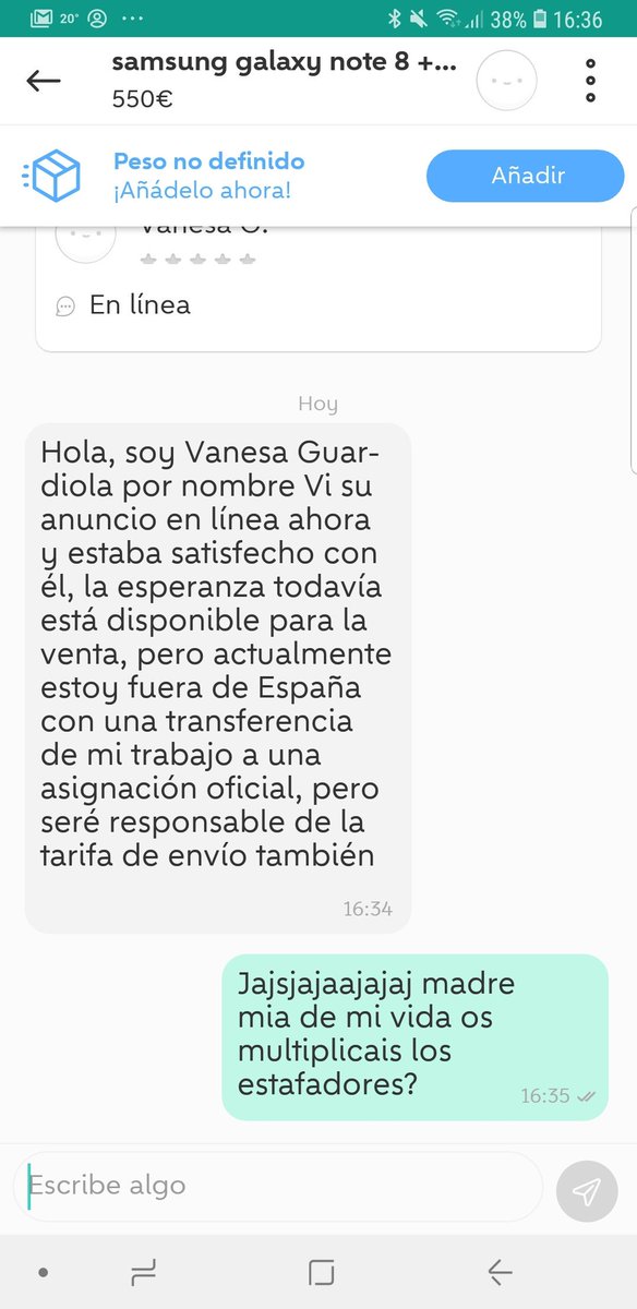 Ruben_sota's tweet photo. Es anunciar un producto de electrónica de alta gama y que se te echen encima los estafadores.... ya van 4 en una sola mañana, esto tenia que twittearlo #estafadores #Wallapop #intentodeestafa https://t.co/tl7rxKKQUB