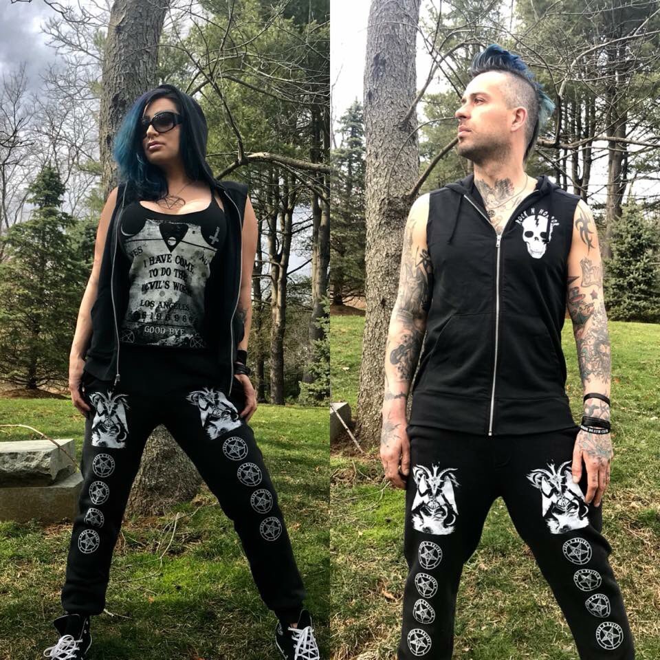 LizzyBorden6's tweet photo. **NEW** Baphomet Joggers S-XXXL limited quantities available grab em at https://t.co/d9hefKxzza #baphomet #satan #satanic #jogger #whythegoat boom @MarkHall99 https://t.co/UEUUJSsoyt