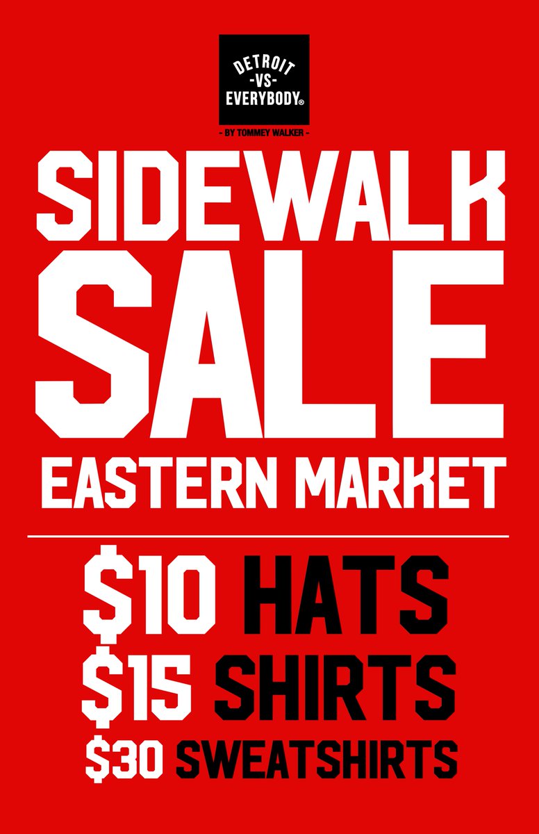 Flash sidewalk sale at Eastern Market today as long as weather permits!