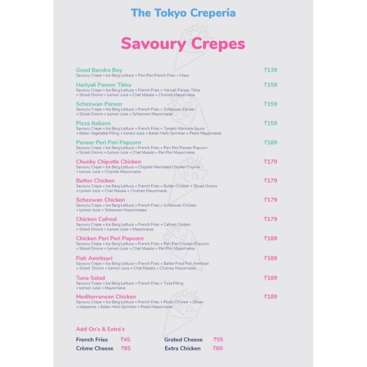 tokyocreperia's tweet photo. Check out our incredible menu!! Let us know what are you planning to have when you first visit us Tomorrow!! 
#tokyo #tokyoinbandra #bandra #carters #crepes #bandrafood #bandralove #openingtomorrow #savethedate #20thMay #menu #mumbai #mumbaifood #tokyocreperia https://t.co/xxfJ7hwvxu