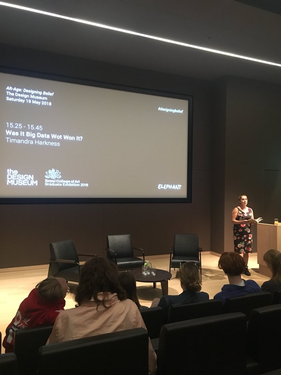 jaderossda's tweet photo. We’re not actually gullible fools!🙋🏽‍♀️ Timandra Harkness on Big Data at Alt Age #altage @DesignMuseum https://t.co/ScZLAXu7nh