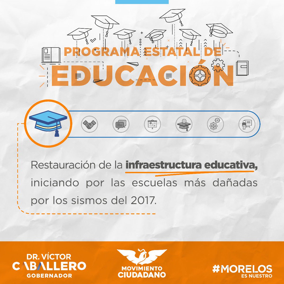 La infraestructura escolar influye mucho en la calidad educativa. Una de mis primeras acciones como gobernador será restaurar los planteles que, hasta el día de hoy, siguen estando dañados como consecuencia del sismo.
#MorelosEsNuestro #VíctorCaballero