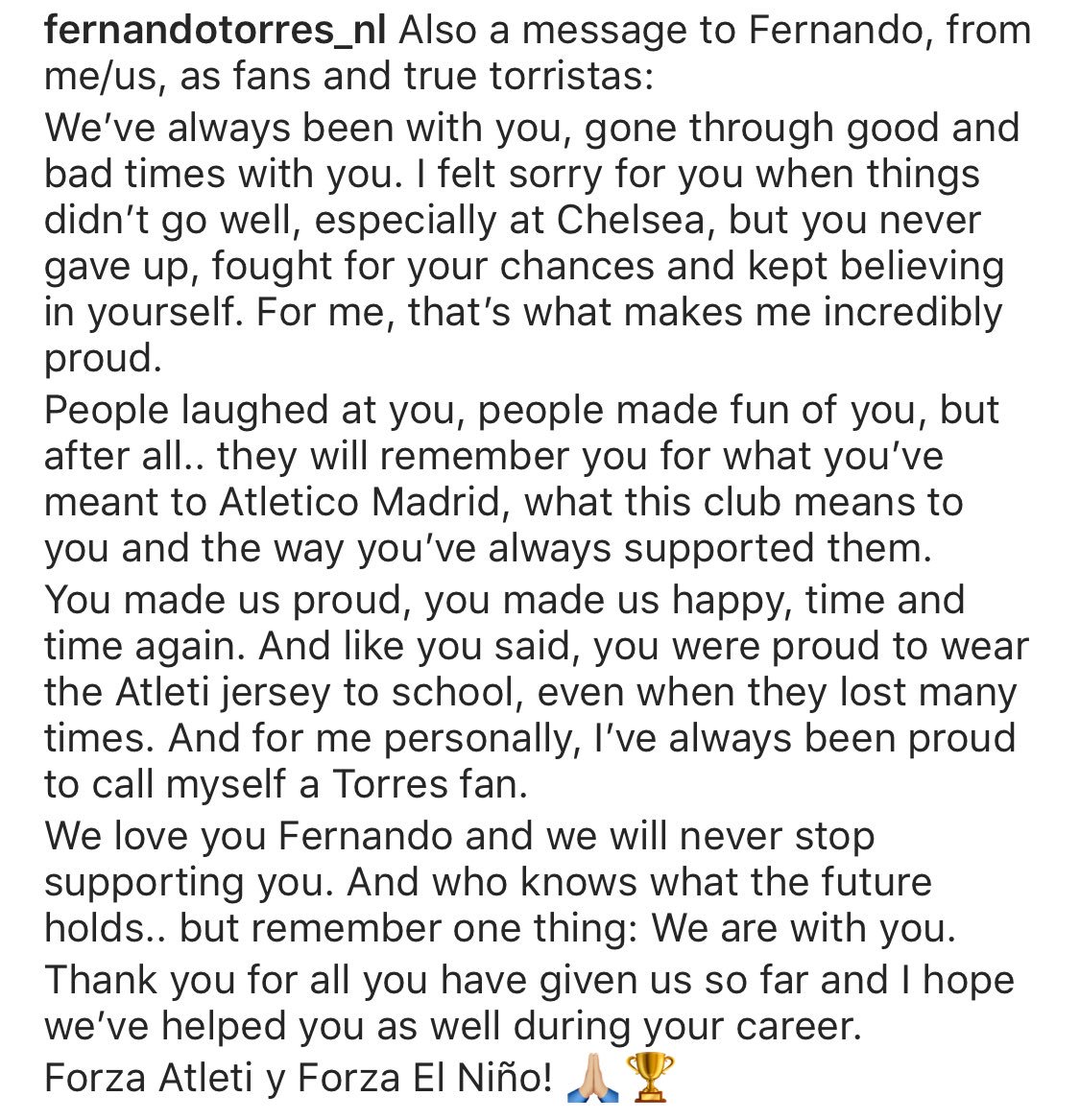 TorresFanNL's tweet photo. A message from me/us as fans to Fernando @Torres: https://t.co/15AgSc1PSn