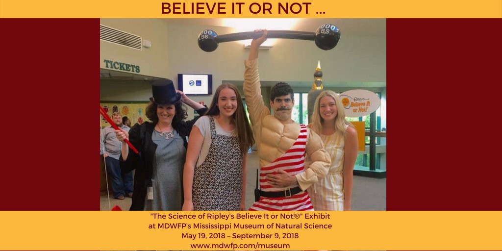 MSScienceMuseum's tweet photo. We "STRONGLY" encourage you to visit us to see "The Science of Ripley's Believe It or Not!®" exhibit this weekend at #MSScienceMuseum 😀 #MMNSripleys
https://t.co/2UgqJeWx8j

#mslist #myjxn #visitjackson #visitms #visitridgeland #longlivewonder #MYSCIMUSEUM #scienceed #STEM https://t.co/AWzNeBiUJ1