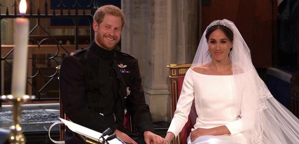 PHarry_Meghan's tweet photo. One day you’re 15 and posing outside Buckingham palace and 22 years later you’re marrying the Prince. 

Dreams do come true. 💕 

#RoyalWedding https://t.co/aZH7TCR3XO