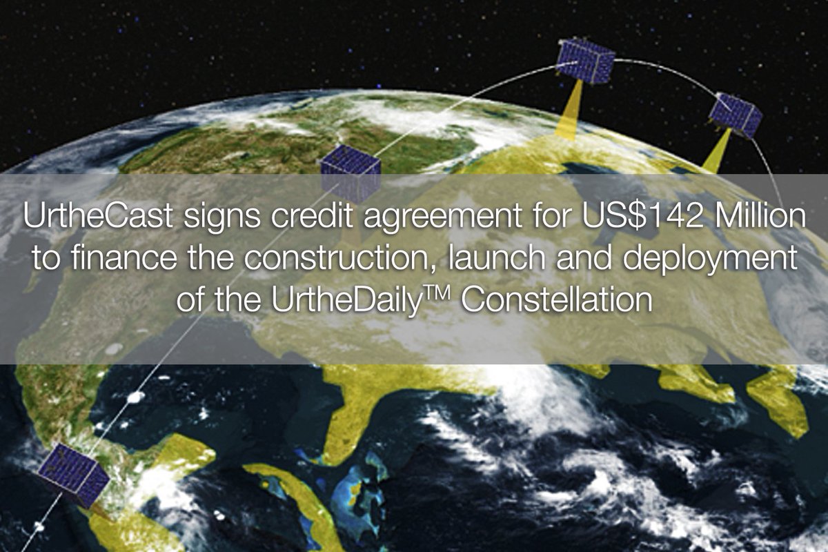 deimosimaging's tweet photo. UrtheCast Signs Credit Agreement for US$142 Million Credit Facility to finance the construction, launch and deployment of the UrtheDaily Constellation. Read more https://t.co/ImNro6jdsk https://t.co/upPOnznWBy