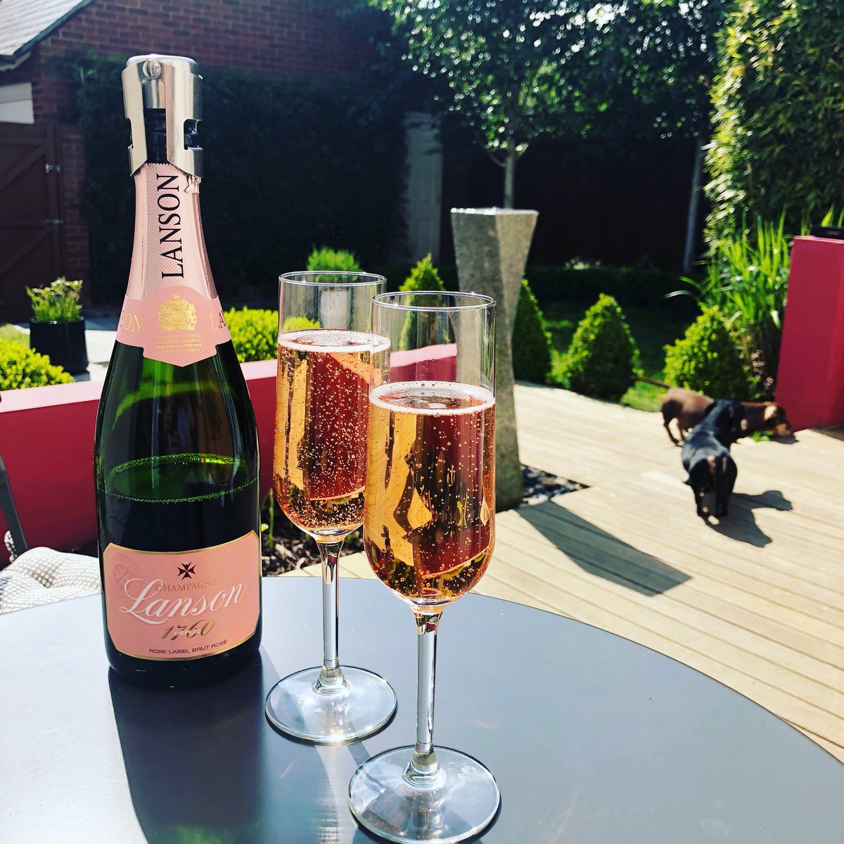 Morgan77Matt's tweet photo. Perfect day pink bubbles, sunshine and a wedding with @lewisneil775  #RoyalWedding2018 https://t.co/Cc2pT8bQny