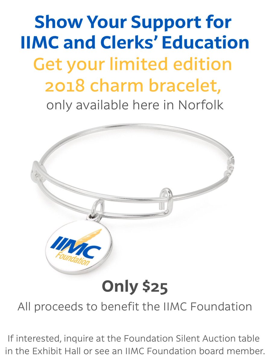IIMCFoundation's tweet photo. Support education and #clerks! Get this year's @IIMCFoundation bracelet! @EDIIMC Available at the Silent Auction table during the conference! https://t.co/WzNZsJxz6Y