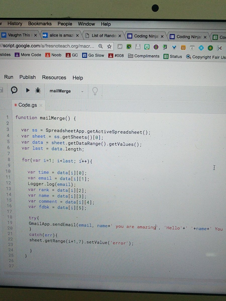 alicekeeler's tweet image. Code your own mail merge in 20 lines of code. #codenoob #googleedu #googleappsscript