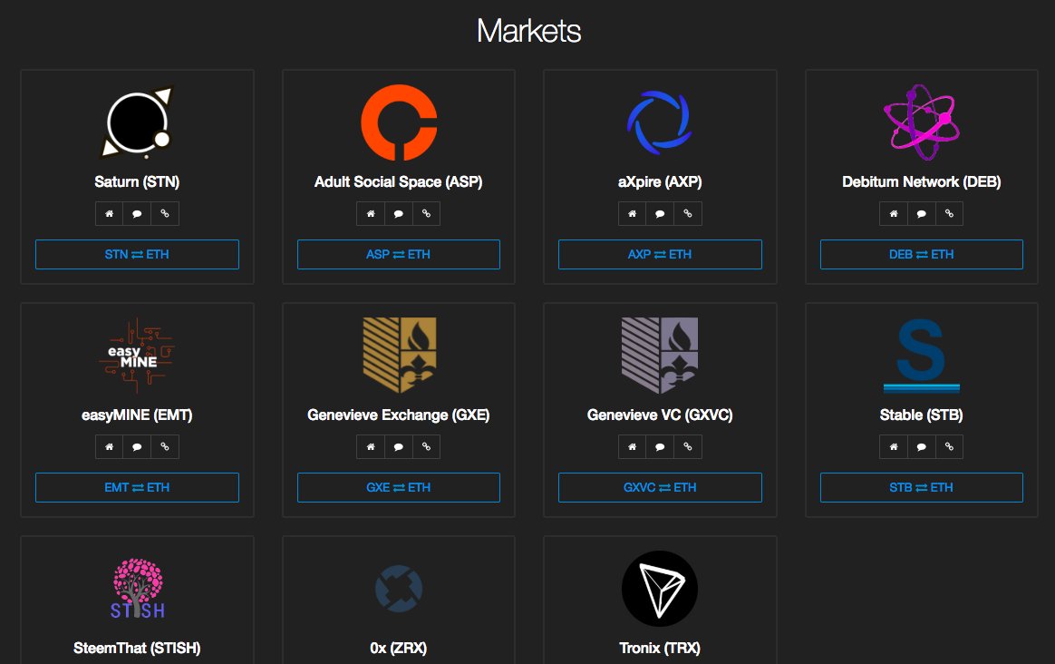 SaturnProtocol's tweet photo. Looking for a new trading experience? Radex is the only zero fees decentralized exchange for trading Ethereum tokens which supports the ERC223 standard! https://t.co/sRxTFAT9Bx #ethtrading #STISH #AXP #STB #TRX #GXE #DEB #GXVC #DEB #ZRX #EMT #erc20 #erc223 #ethereum #radex https://t.co/3ngdUW36dS
